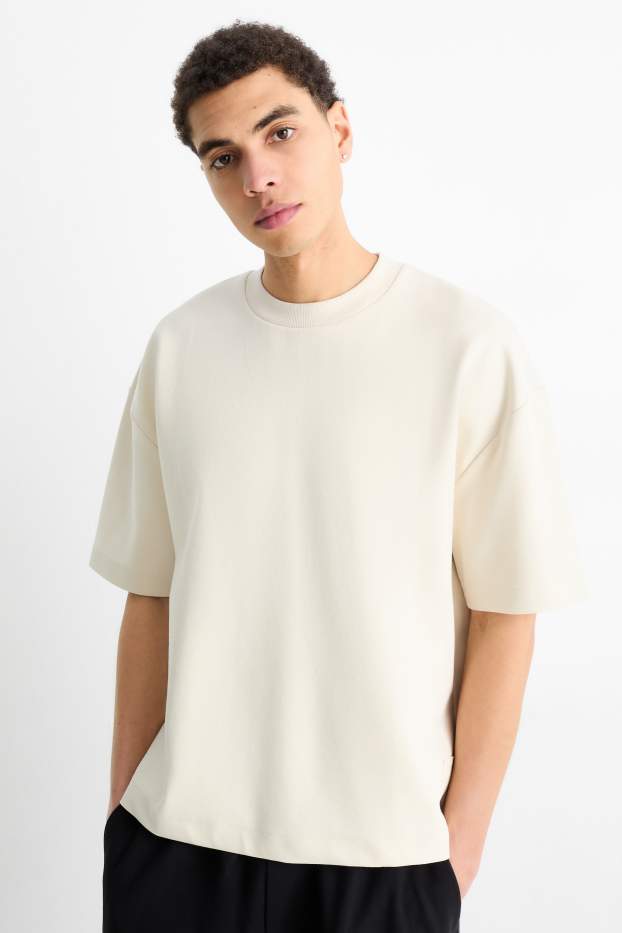 Uomo - T-shirt - oversize - bianco crema