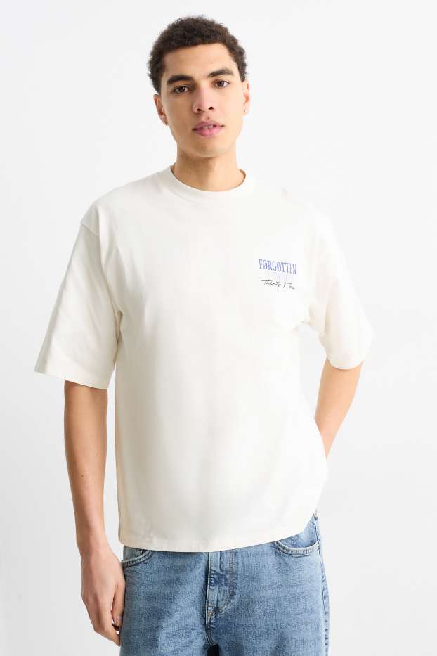 Uomo - T-shirt - oversize - bianco crema