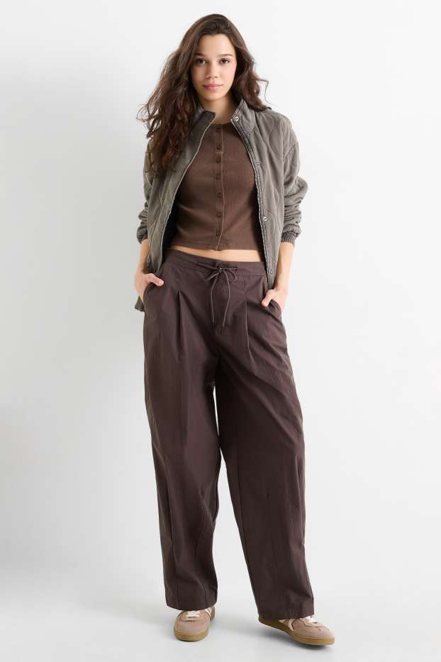 Dámské - Kalhoty - tmavohnědá