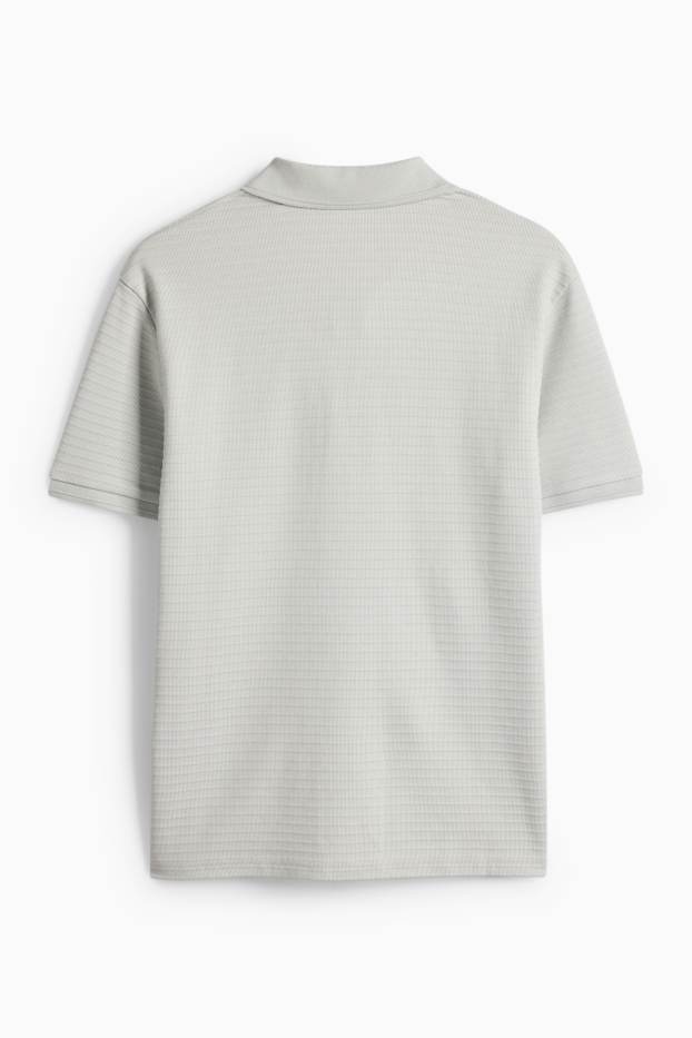 Herren - Poloshirt - Regular Fit - gerippt - grau