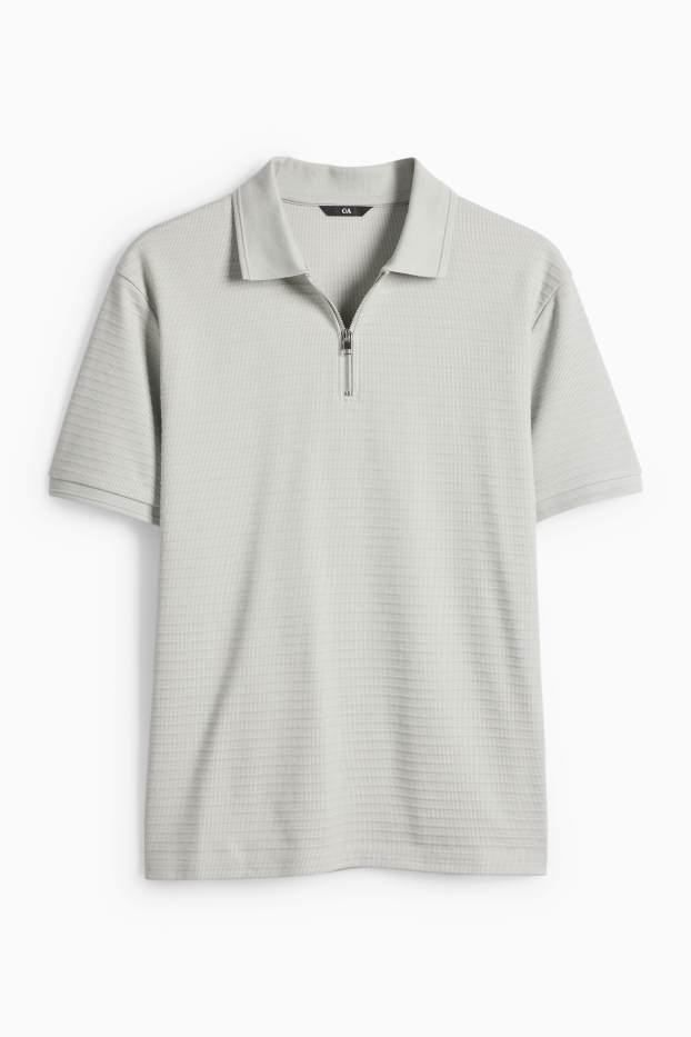 Herren - Poloshirt - Regular Fit - gerippt - grau