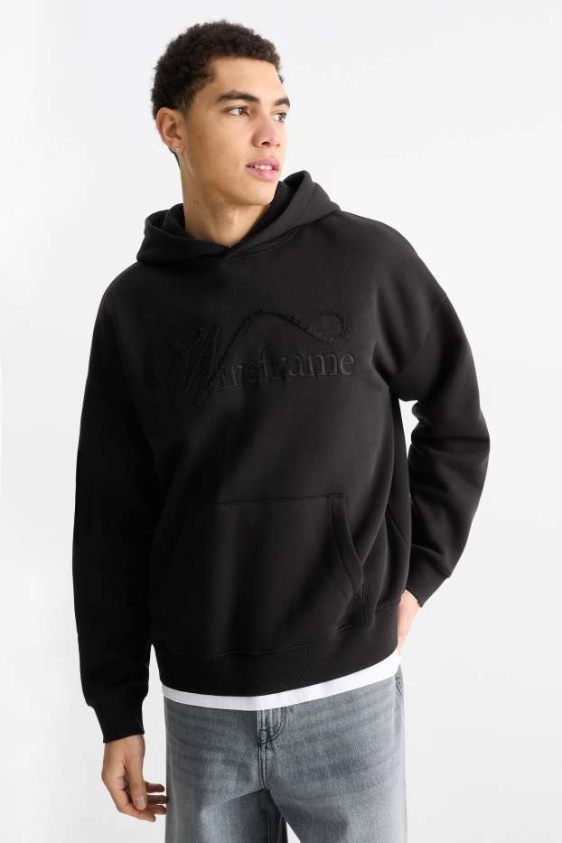 Hommes - Sweat à capuche Oversize - noir