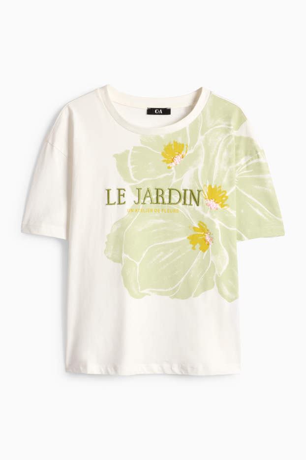 Donna - T-shirt - regular fit - effetto brillante - bianco