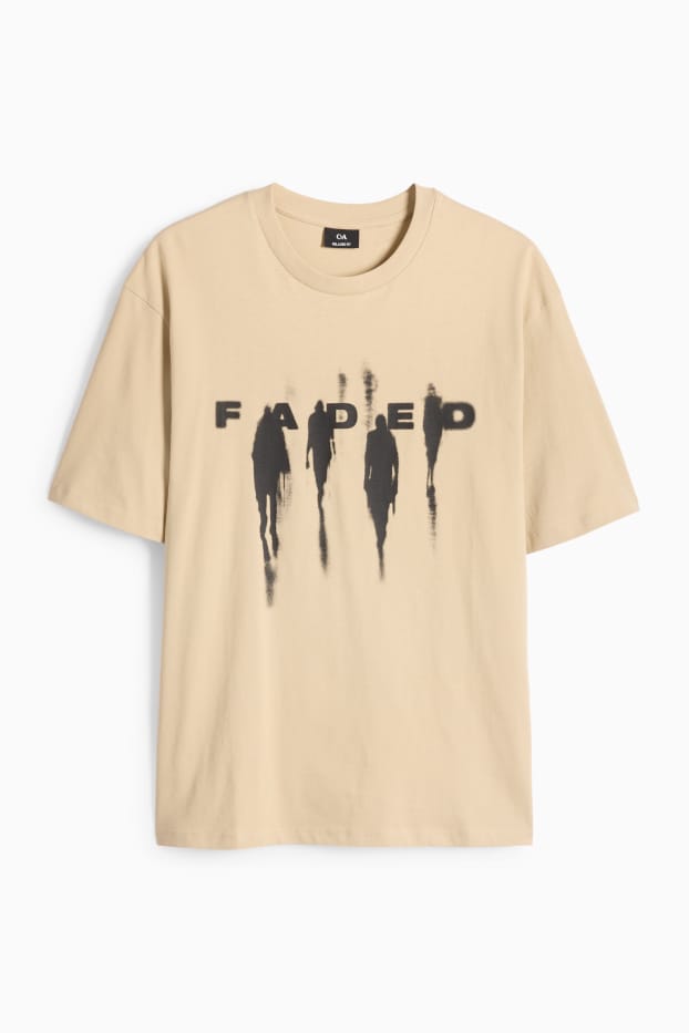 Pánské - Tričko - relaxed fit - béžová