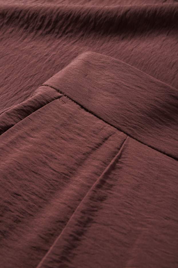 Dona - Pantalons de tela - high waist - wide leg - marró fosc