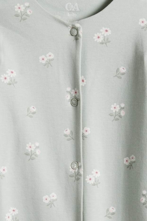 Baby: meisjes - Set van 3 - teddybeer en bloemetje - babypyjama - wit / roze