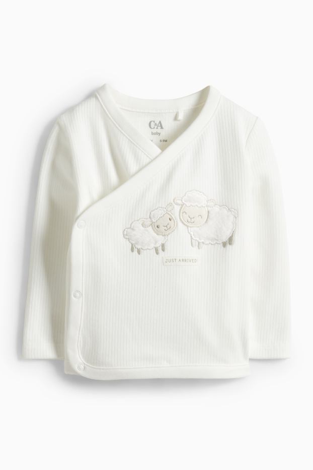 Bebeluși - băieți - Oiță - compleu nou-născuți - 2 piese - alb