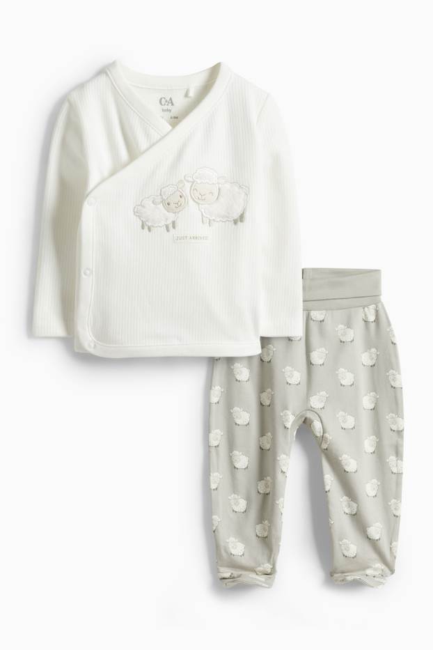 Bebeluși - băieți - Oiță - compleu nou-născuți - 2 piese - alb