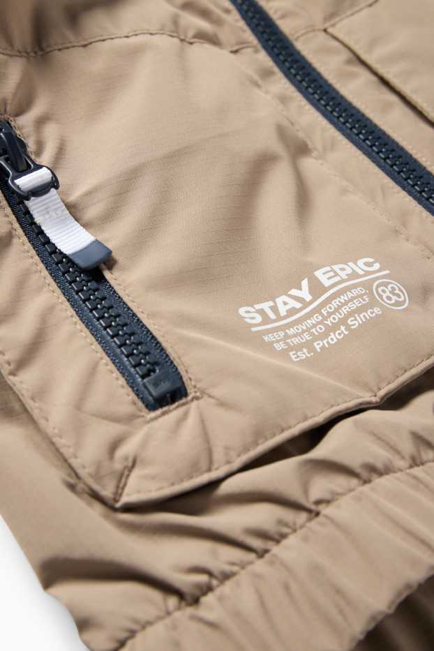 Kinderen: jongens - Jas met capuchon - waterafstotend - lichtbruin