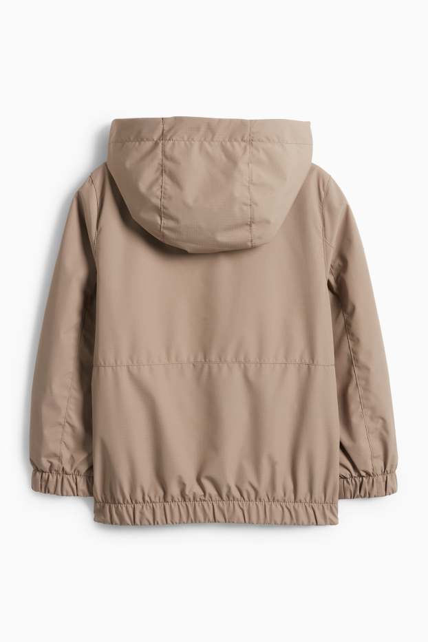 Kinderen: jongens - Jas met capuchon - waterafstotend - lichtbruin