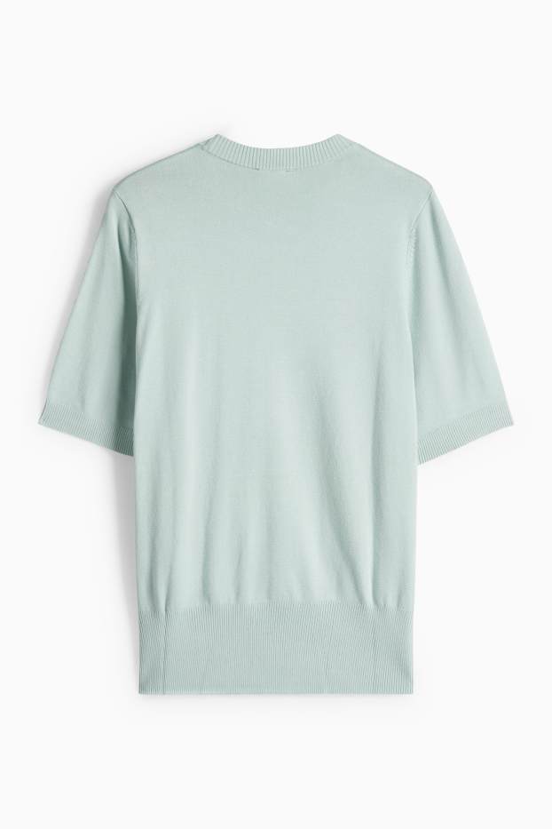 Damen - Strickpullover - kurzarm - mintgrün