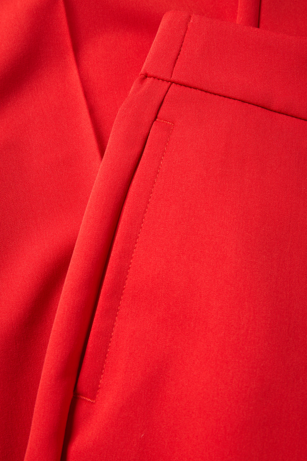 Dámské - Business kalhoty - mid waist - cigarette fit - červená