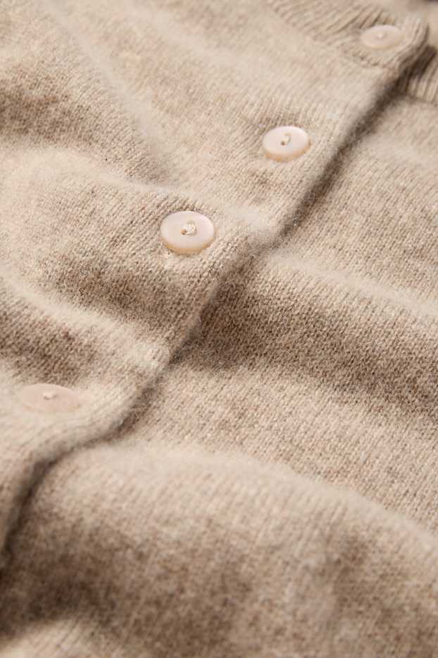 Dámské - Kašmírový pletený kardigan - béžová