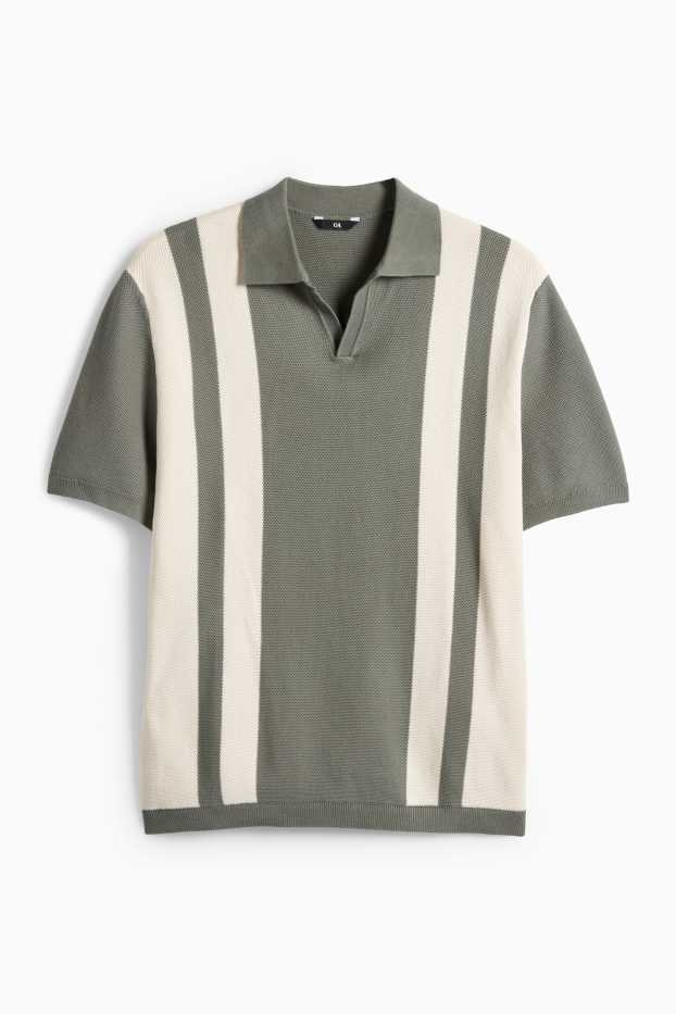 Heren - Trui - donkergroen / crème wit