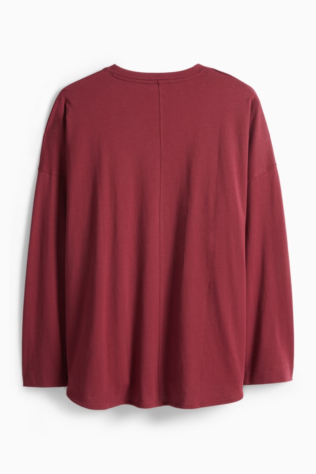 Damen - Langarmshirt - Relaxed Fit - dunkelrot