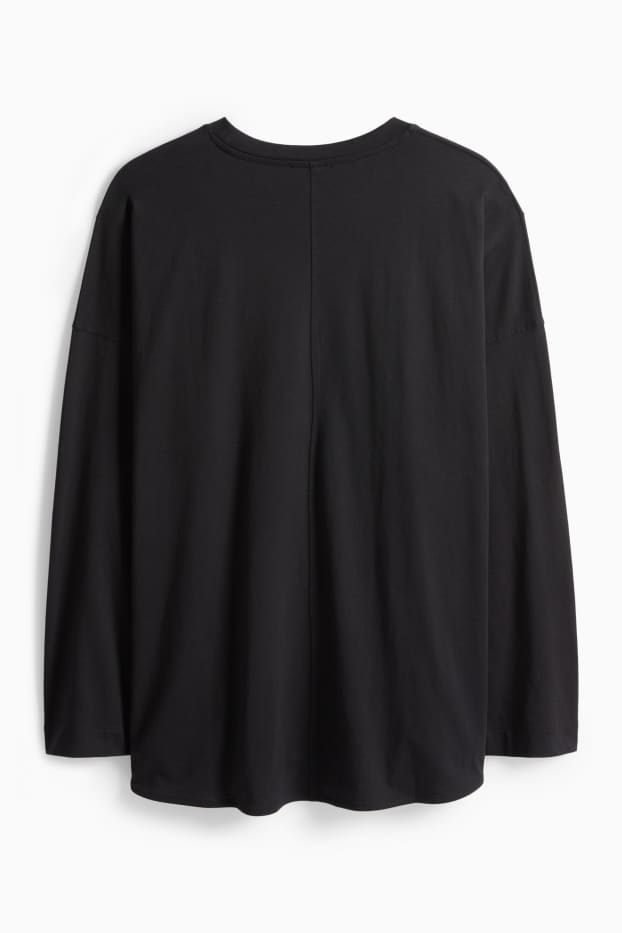 Damen - Langarmshirt - Relaxed Fit - schwarz