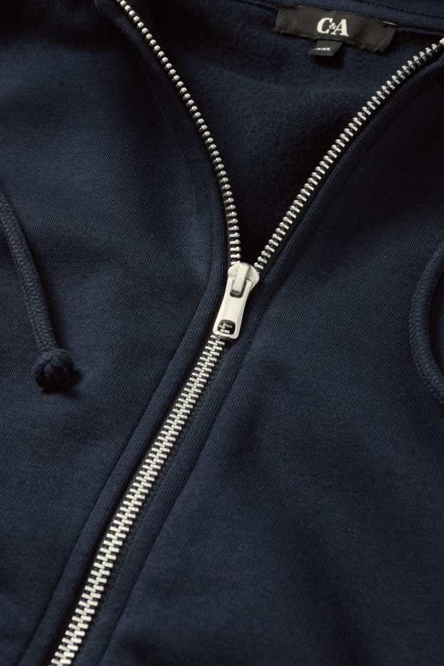 Femei - Hanorac cu fermoar și glugă - albastru închis