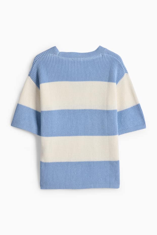 Dames - Trui - wit / lichtblauw