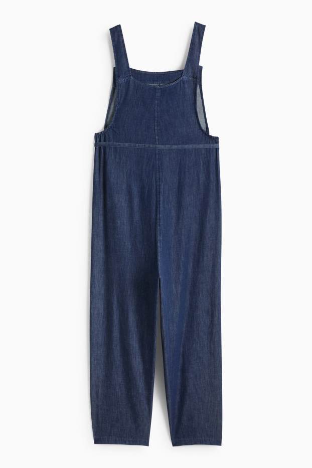 Damen - Umstands-Jeans-Latzhose - dunkeljeansblau