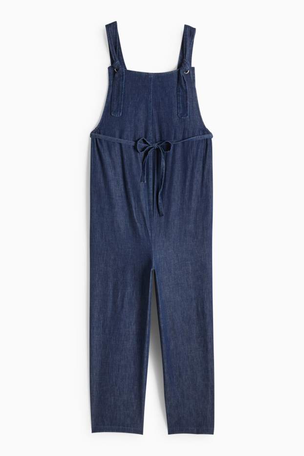 Damen - Umstands-Jeans-Latzhose - dunkeljeansblau