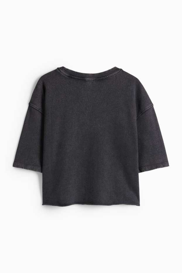 Femei - Tricou crop - relaxed fit - negru