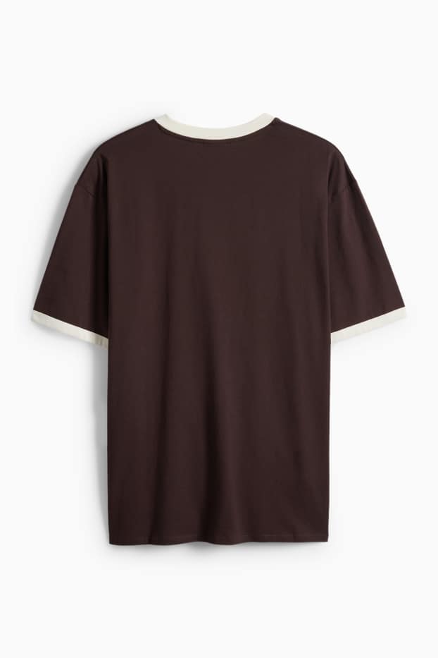 Pánské - Tričko - relaxed fit - tmavohnědá