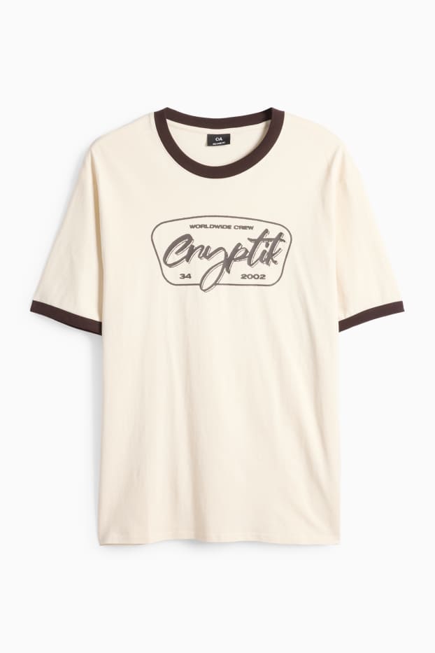 Pánské - Tričko - relaxed fit - světle béžová