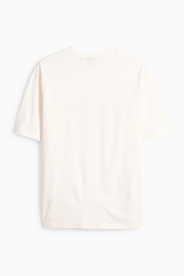 Pánské - Tričko - relaxed fit - krémově bílá