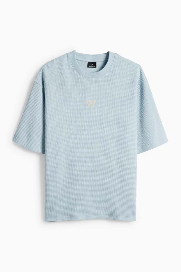 Hommes - T-shirt - Oversize - finition texturée - bleu clair