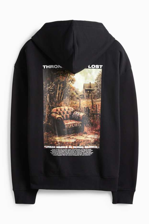 Pánské - Oversized mikina s kapucí - černá