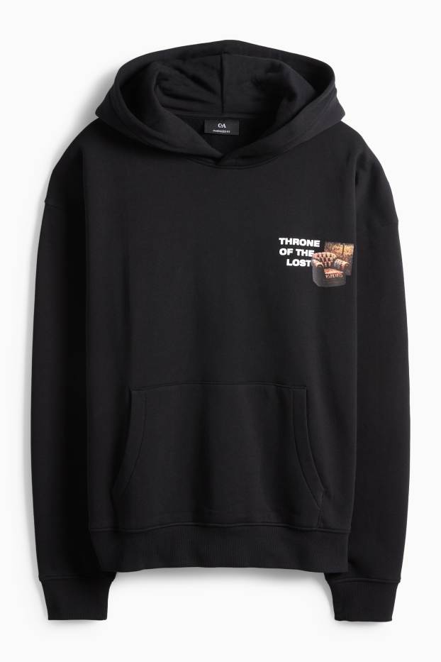 Pánské - Oversized mikina s kapucí - černá