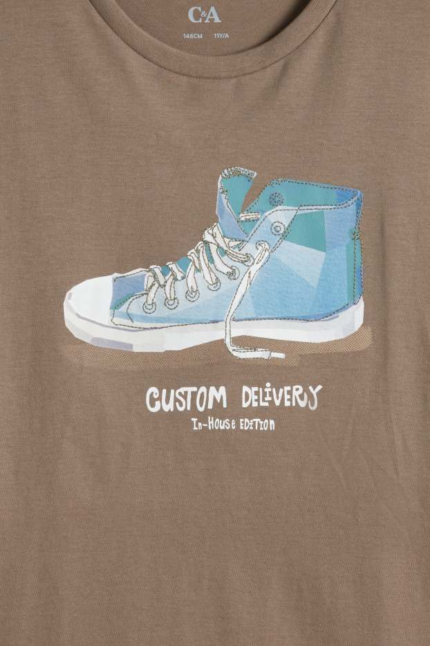 Kinderen: jongens - Set van 3 - skater en sneaker - T-shirt - bruin / blauw