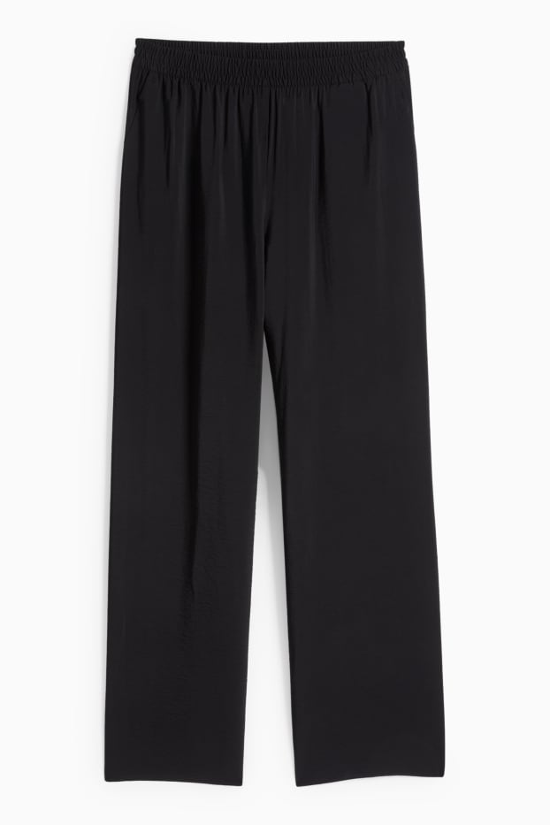 Women - Business trousers - high waist - wide leg - black