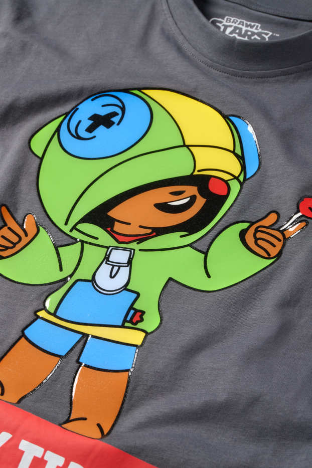 Děti - chlapci - Brawl Stars - tričko s krátkým rukávem - šedá