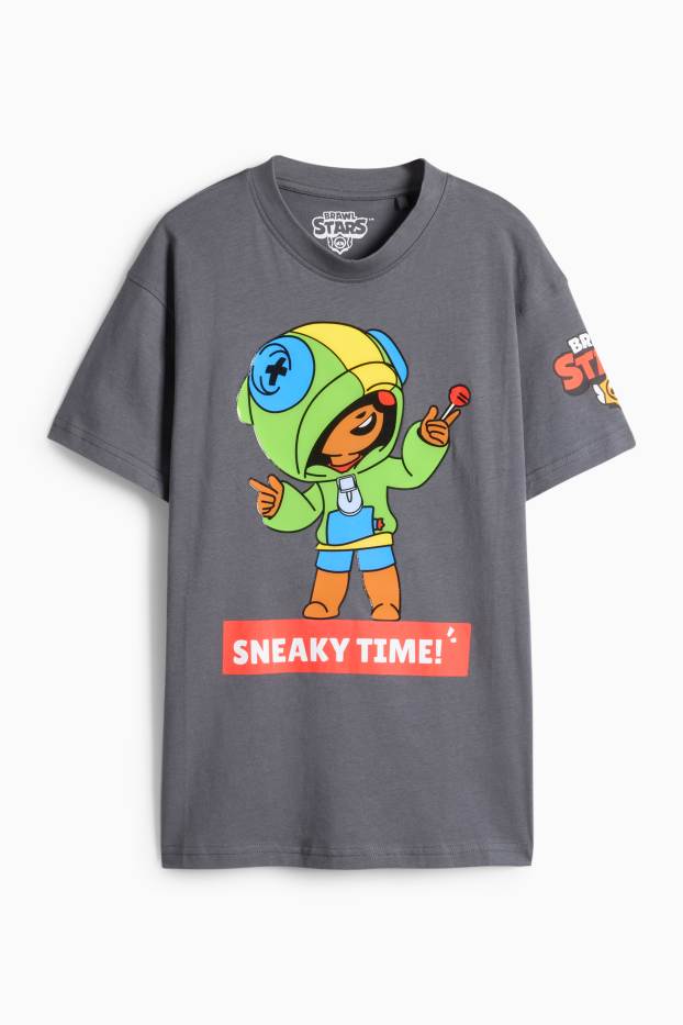 Děti - chlapci - Brawl Stars - tričko s krátkým rukávem - šedá