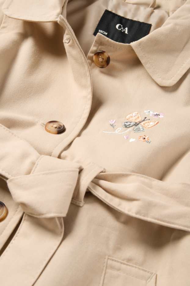 Enfants filles - Papillon - trench à capuche - beige clair