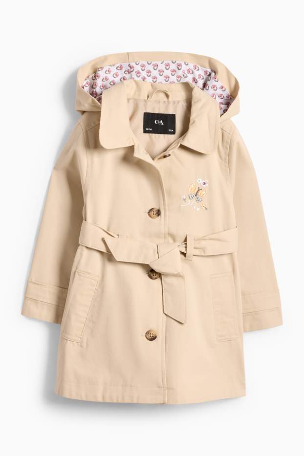 Enfants filles - Papillon - trench à capuche - beige clair