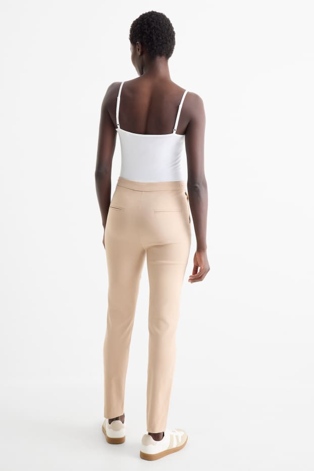 Damen - Stoffhose - Mid Waist - Tapered Fit - beige