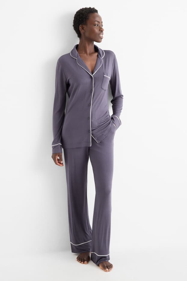 Femmes - Pyjama en viscose - bleu foncé