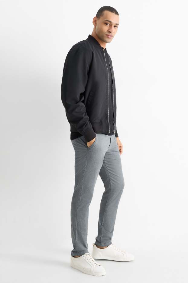 Pánské - Kalhoty chino - slim fit - strukturované - tmavošedá