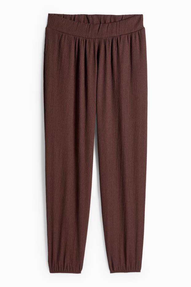 Femmes - Pantalon de jogging - finition texturée - marron foncé