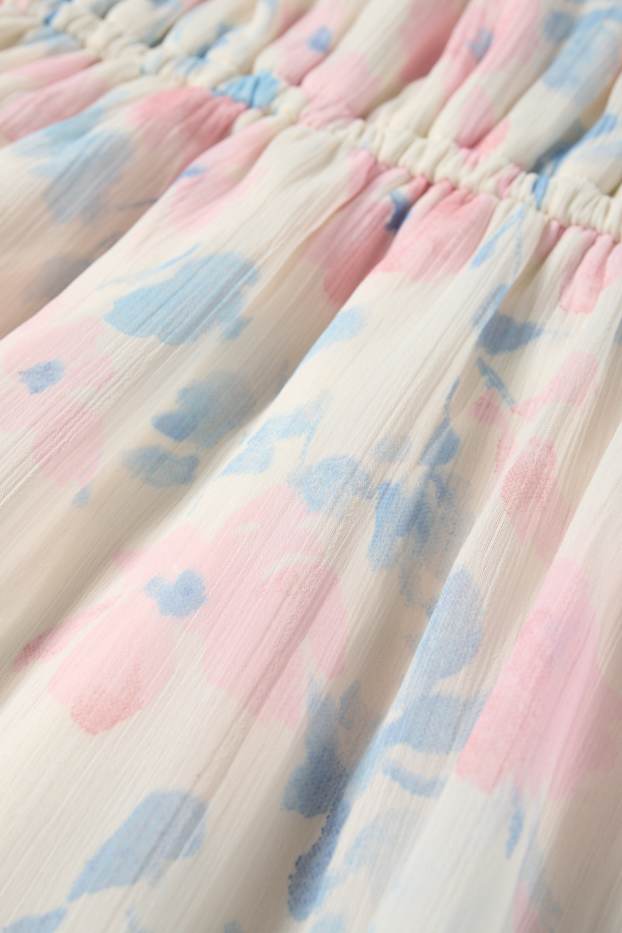 Enfants filles - Fleurs - robe en mousseline - blanc crème