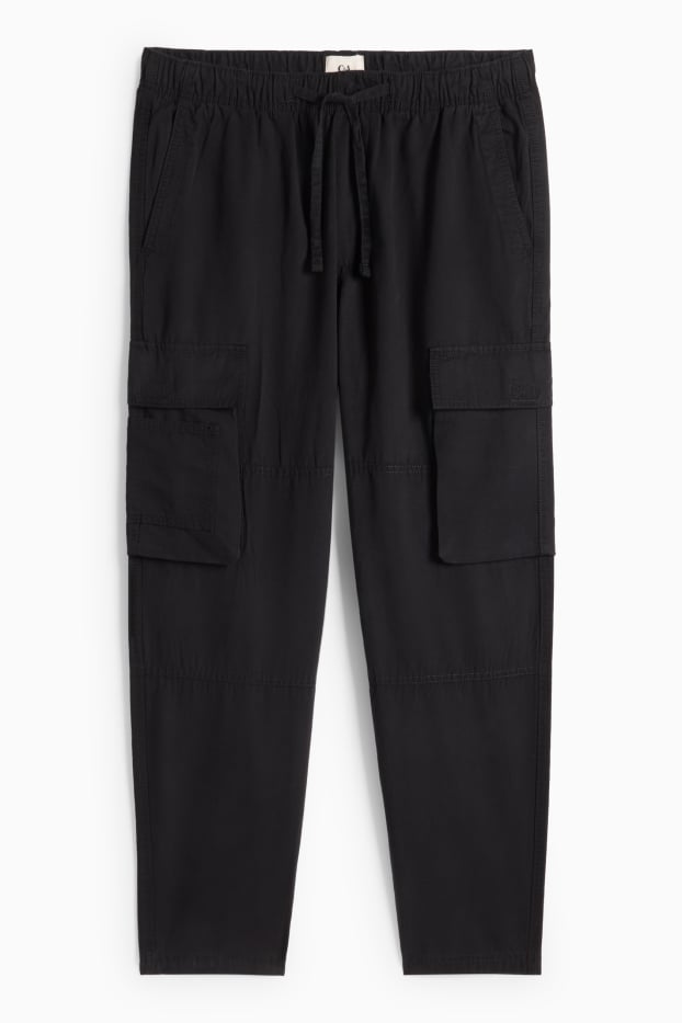 Bărbați - Pantaloni cargo - relaxed fit - negru