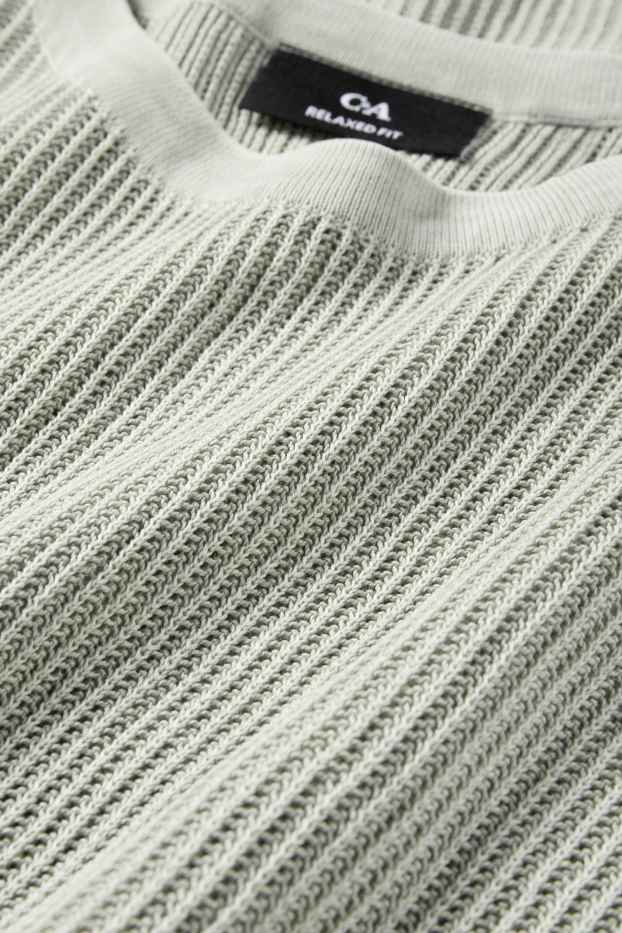 Herren - Strickpullover - kurzarm - gerippt - mintgrün