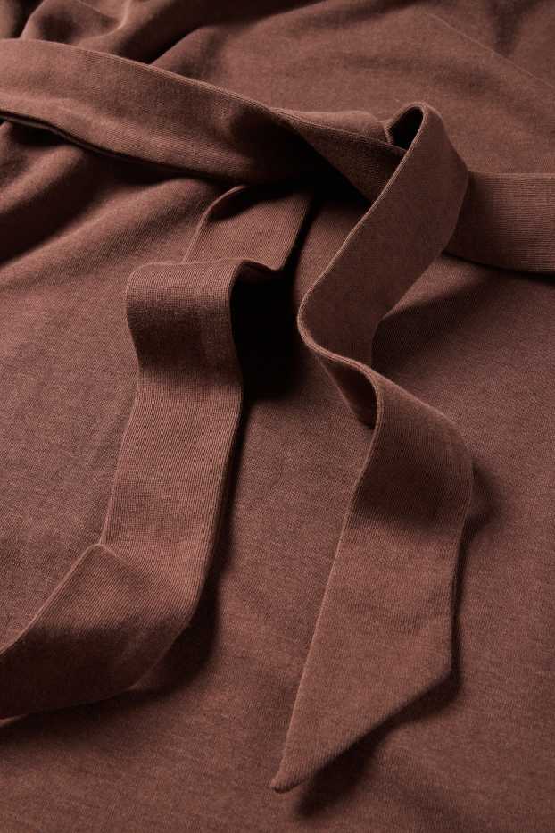 Femmes - Robe T-shirt avec ceinture - marron foncé