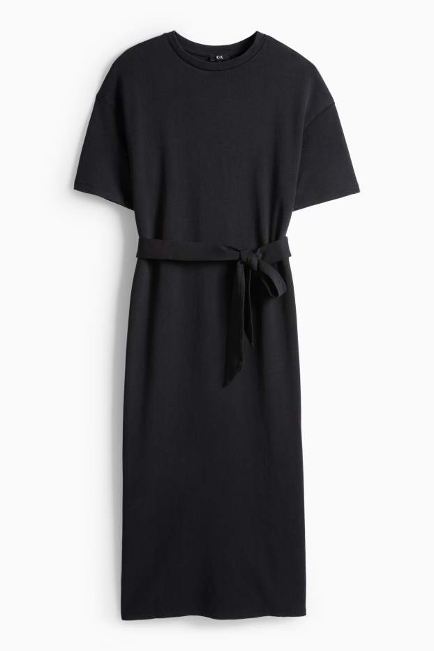 Femmes - Robe T-shirt avec ceinture - noir