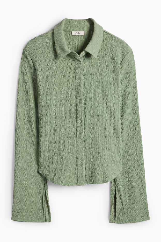 Women - Shirt blouse - smocked - light green