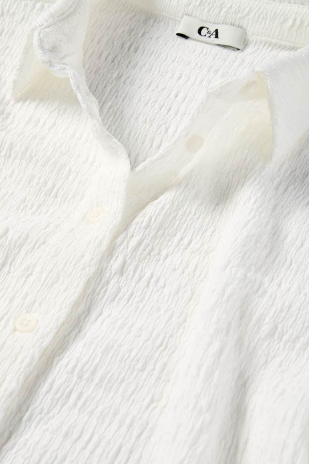 Donna - Camicetta - arricciature - bianco