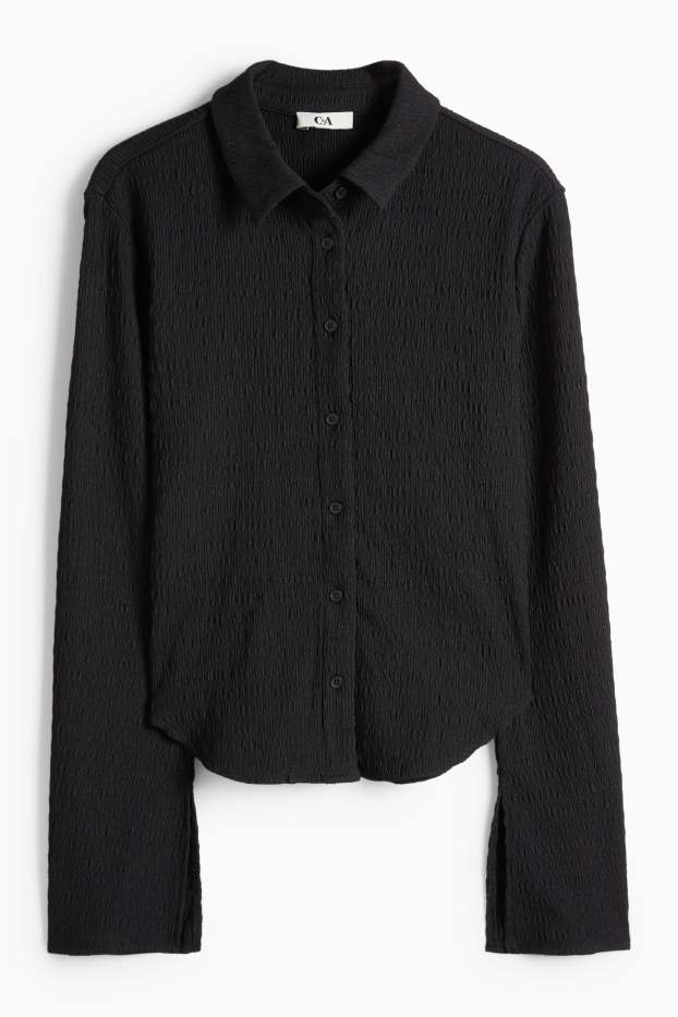 Women - Shirt blouse - smocked - black