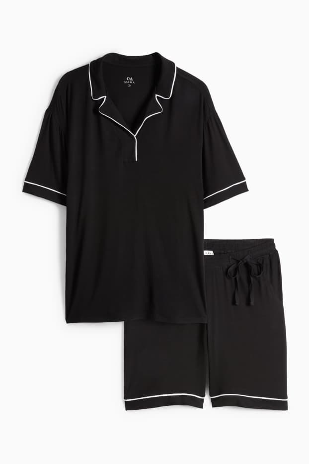 Women - Short viscose maternity pyjamas - black